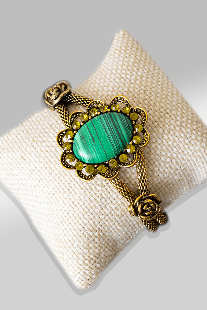 Sertifikalı Tilki Kuyruğu Model Malahit Taşı Bileklik - Ayarlamalı