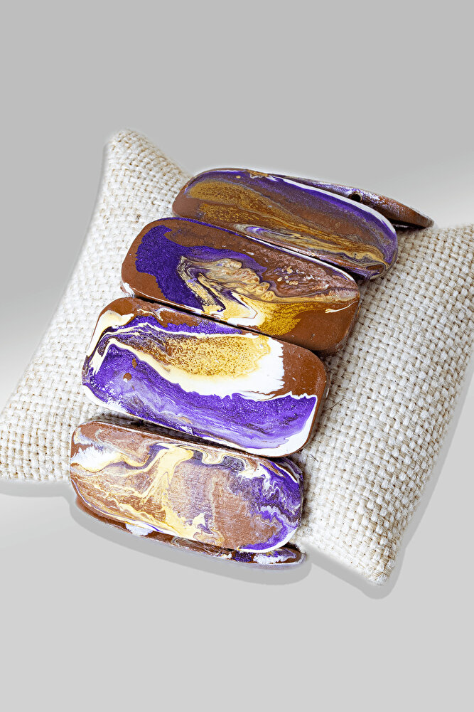 Ebruli Kahverengi Afrika Sandal Ağacı Rolex Model Bileklik