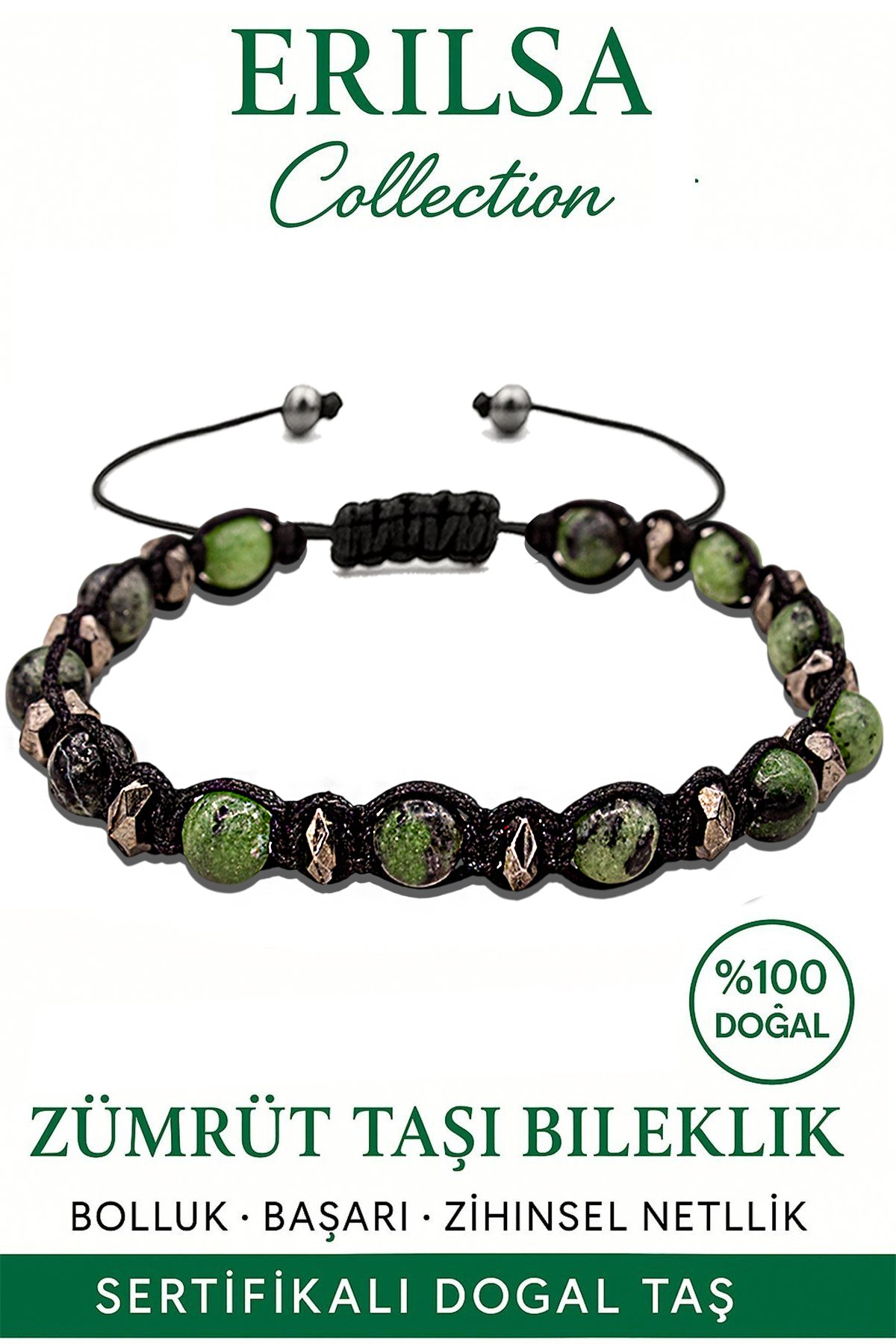 Sertifikalı Terahertz &amp; Zümrüt Taşı Bileklik – Bereket, Aşk ve Koruma