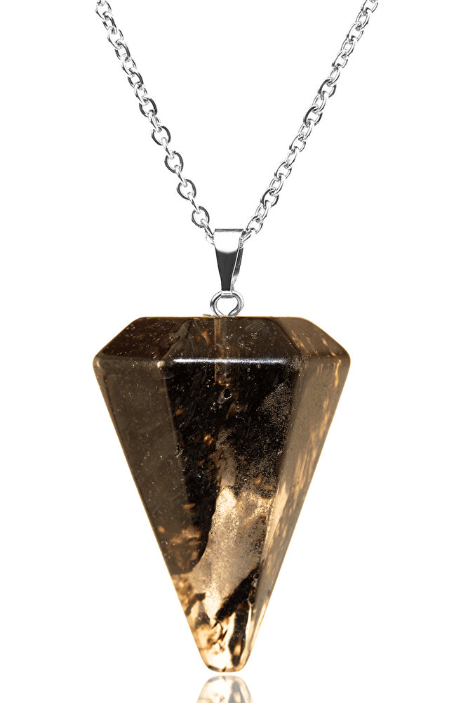 Sertifikalı Pandül Model Siyah Rutil Kuvars Taşı Kolye