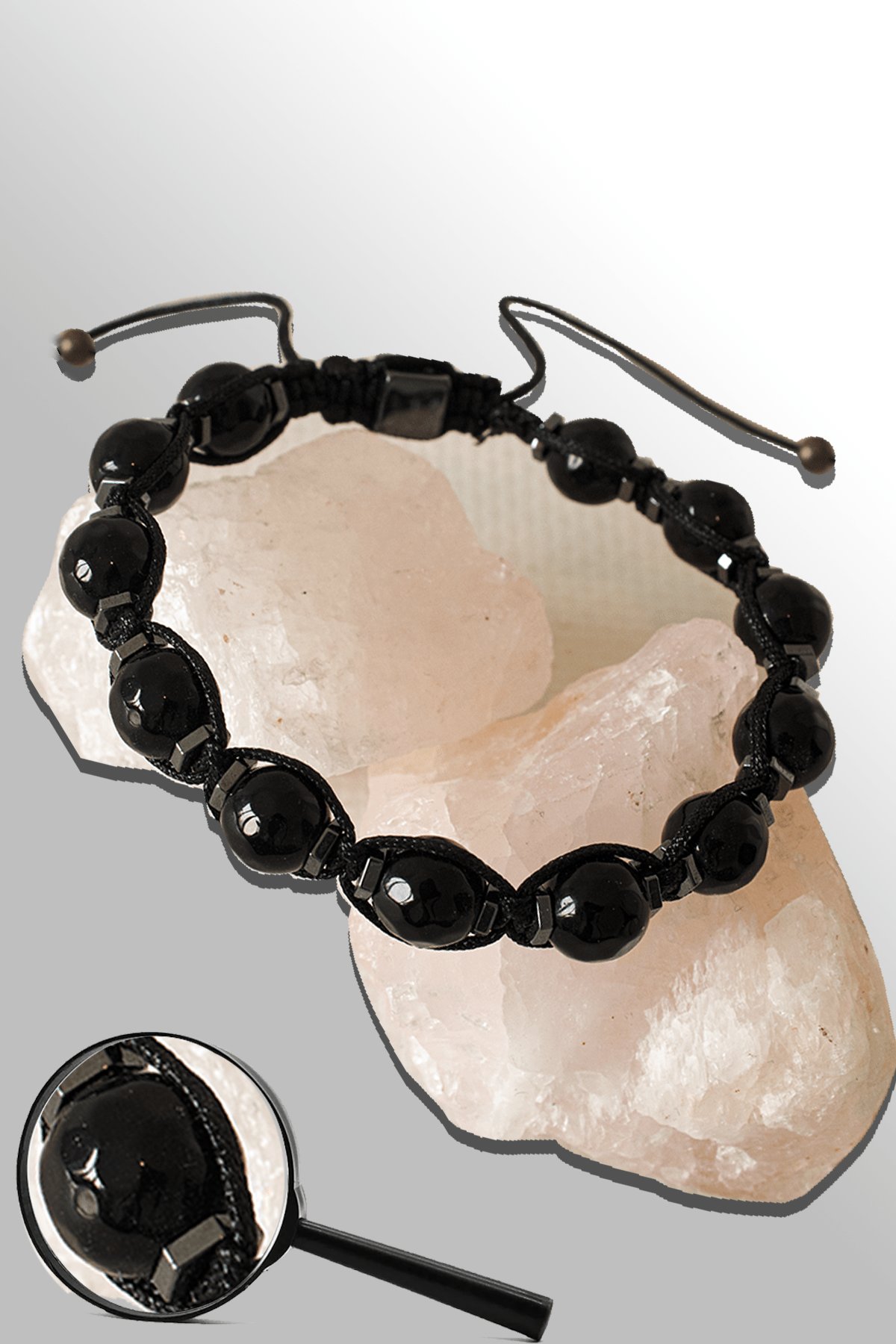 Sertifikalı Terahertzli 8 Mm Doğal Fasetli Siyah Turmalin Taşı Bileklik