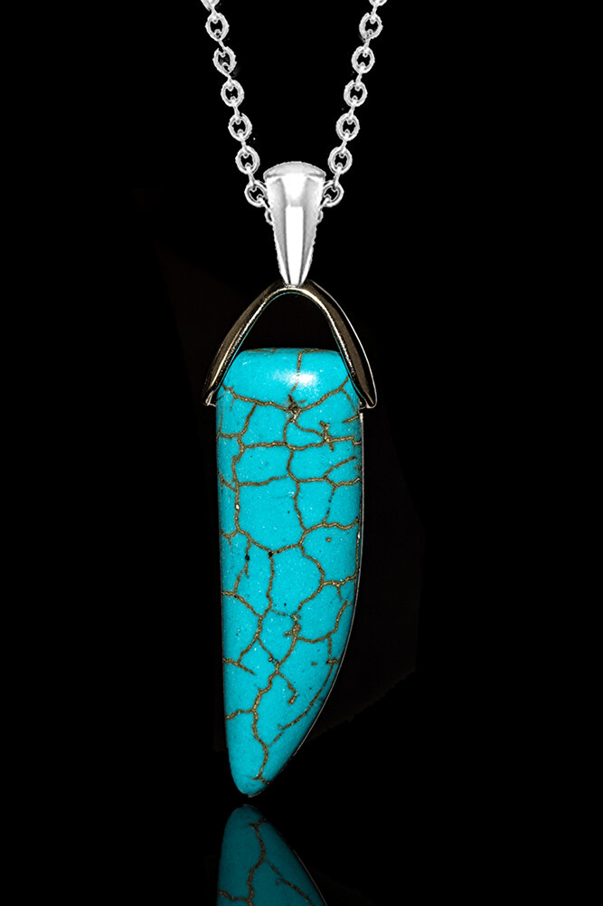 Sertifikalı Boynuz Kesim 1.kalite Firuze Taşı Kolye - Boyasız