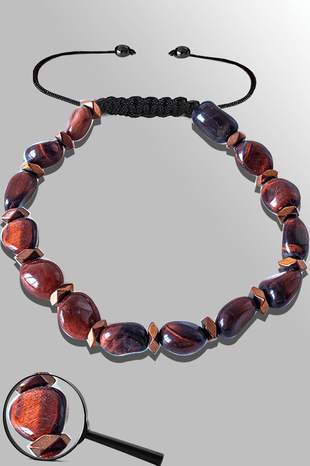 Sertifikalı Amorf Model Gerçek Kaplan Gözü Taşı Bileklik - Ayarlamalı