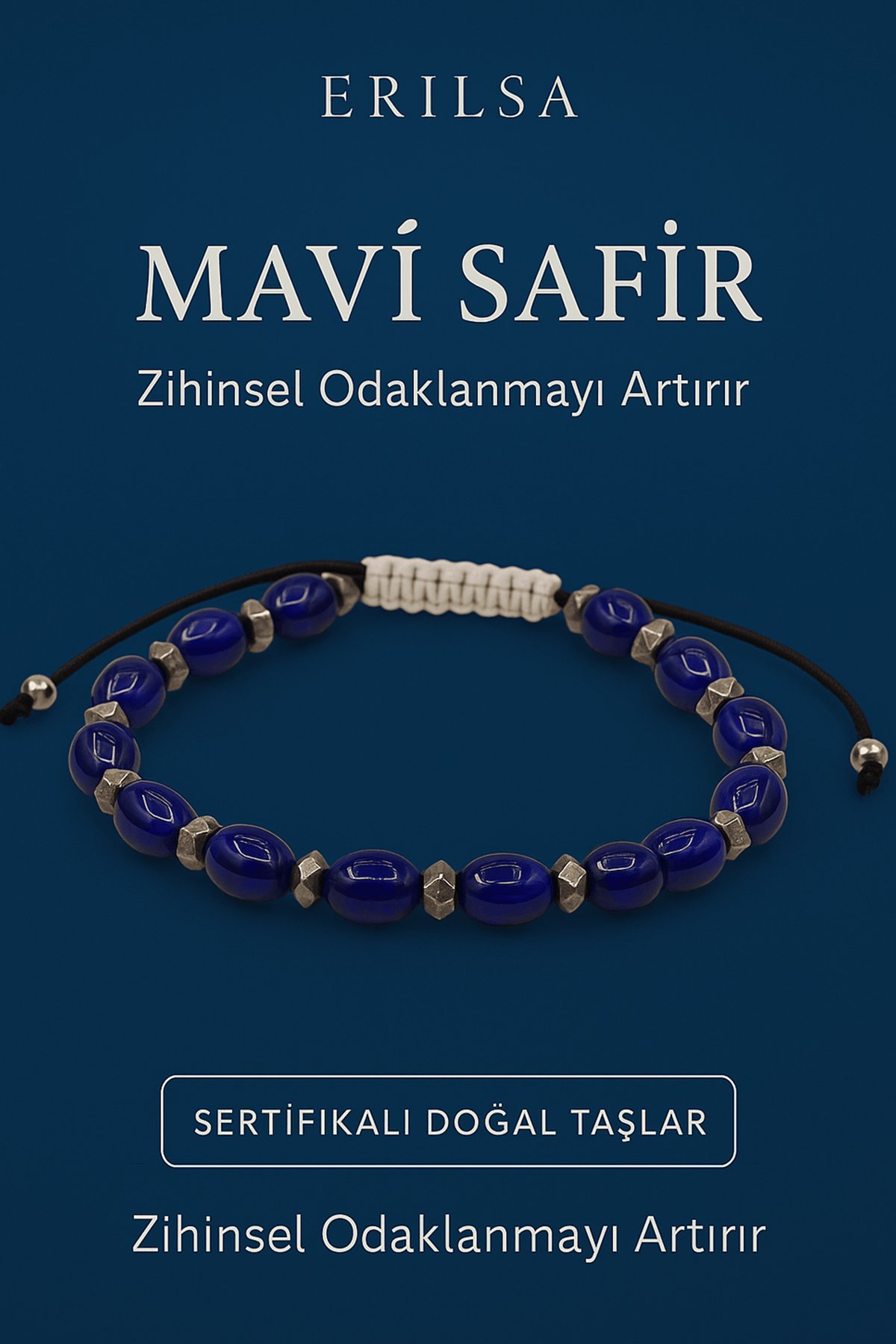 Sertifikalı Mavi Safir Taşı Bileklik – Zihinsel Odaklanma ve Netlik Sağlayan Taş