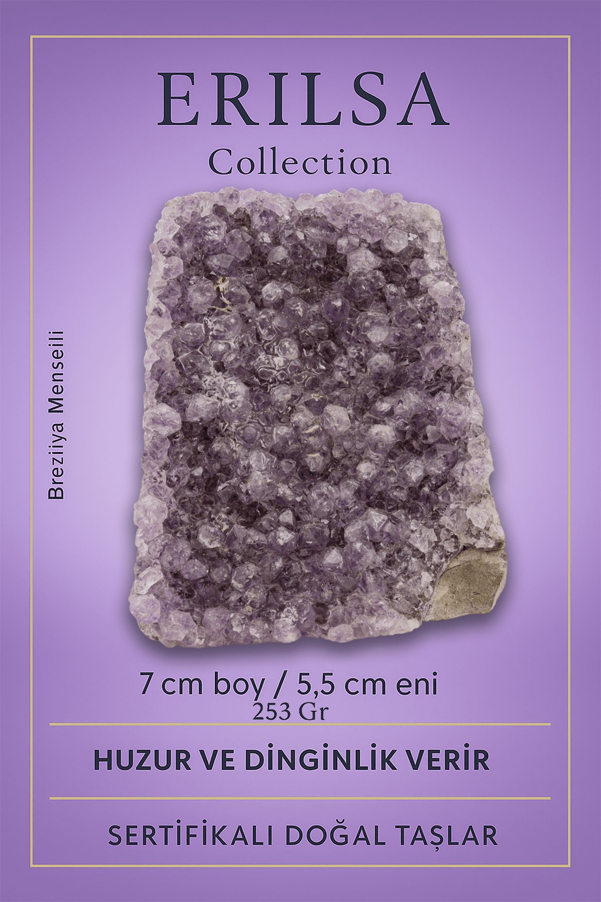 Sertifikalı Ametist Taşı Kütlesi 253 Gr – Ham Doğal Kristal Dekoratif Taş Parçası