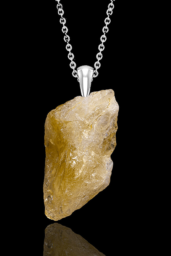 Sertifikalı Ham Işlenmemiş Sitrin Taşı Kolye - Brezilya