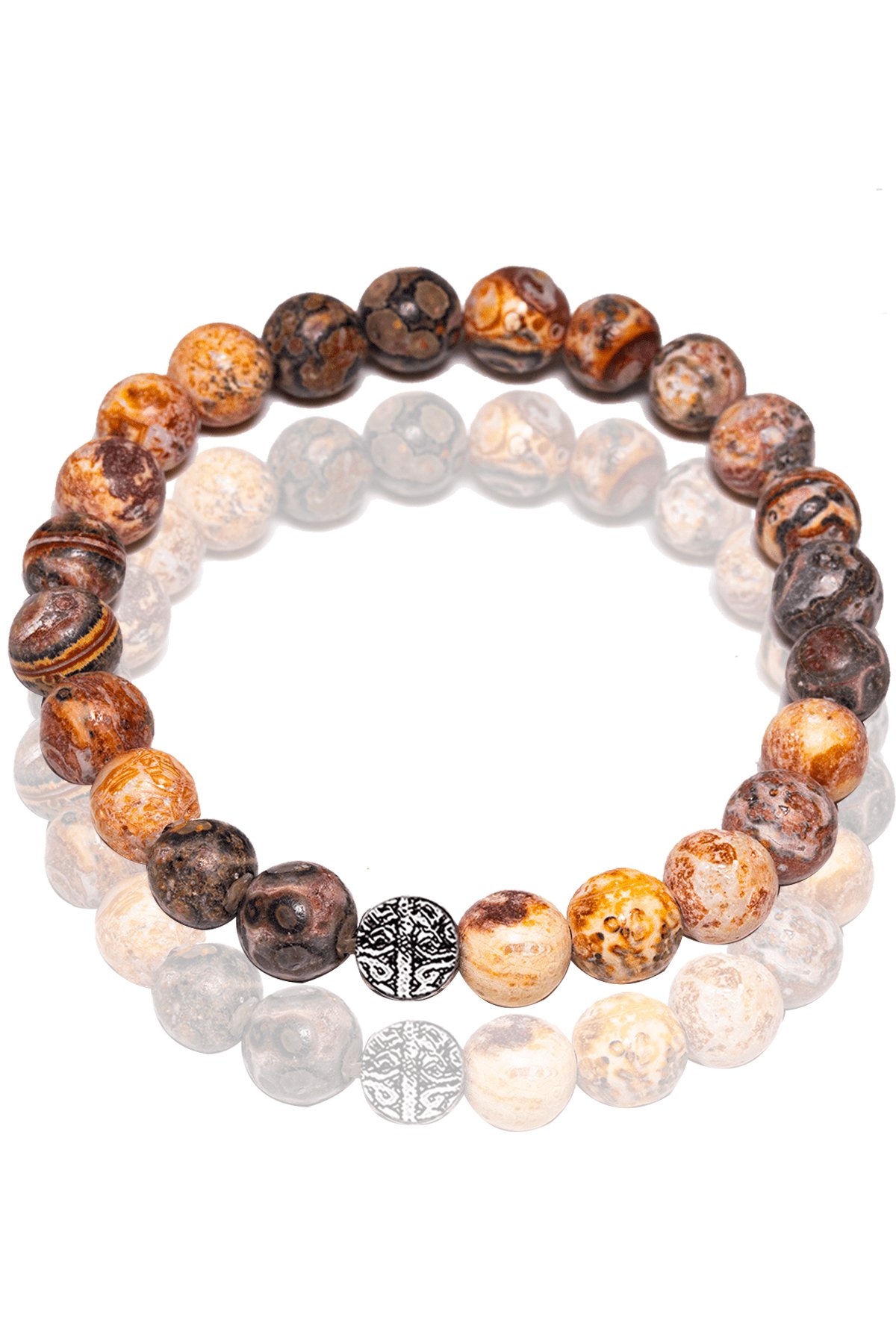 Sertifikalı Beyaz - Kırmızı Harita Akik Taşı Bileklik - Gümüş Aparatlı