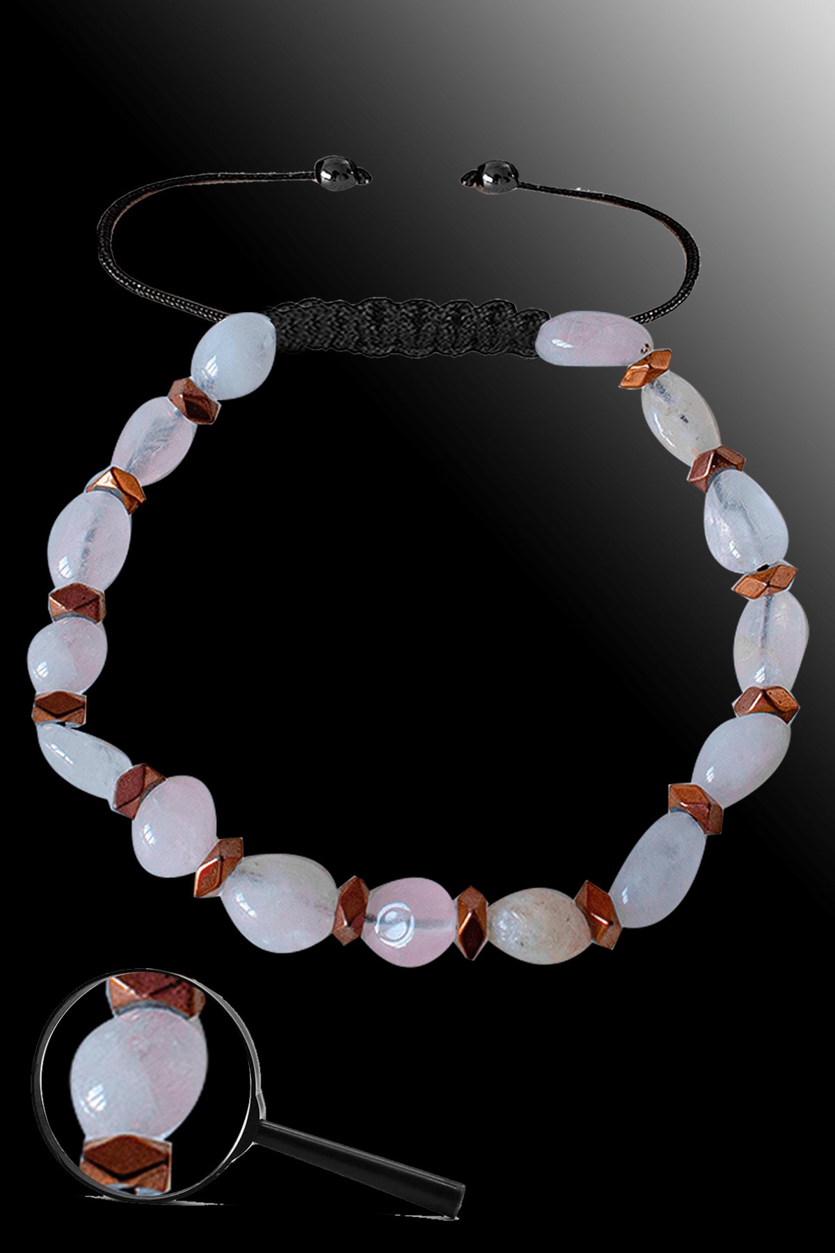 Sertifikalı Amorf Model Gerçek Pembe Kuvars Taşı Bileklik - Ayarlamalı