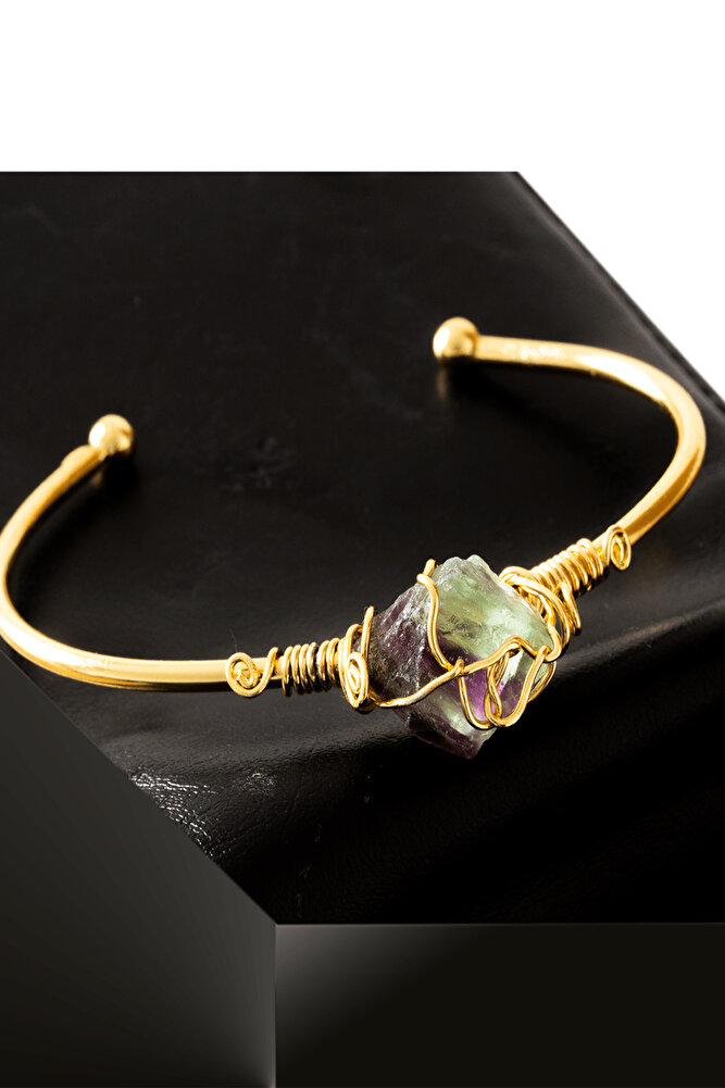 Sertifikalı Kelepçe Model Ayarlamalı Aaa Renkli Florit Taşı Bileklik - Kararmaz