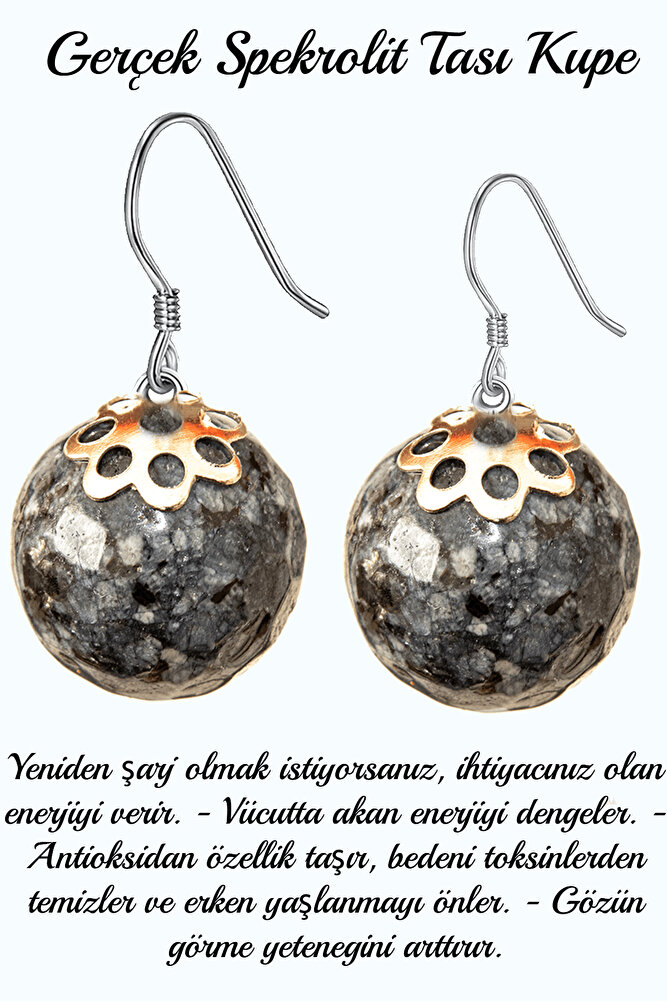 Sertifikalı Spekrolit Taşı Doğal Taş Küpe