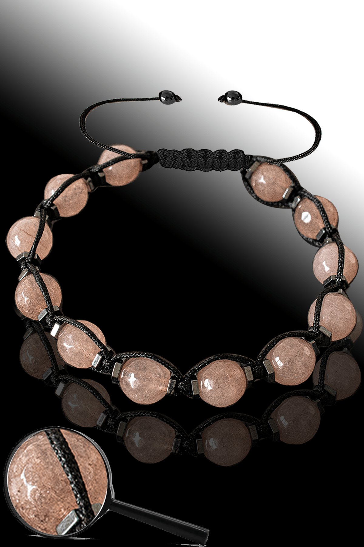 Sertifikalı Hematitli Fasetli Güneş Taşı Bileklik - Ayarlamalı