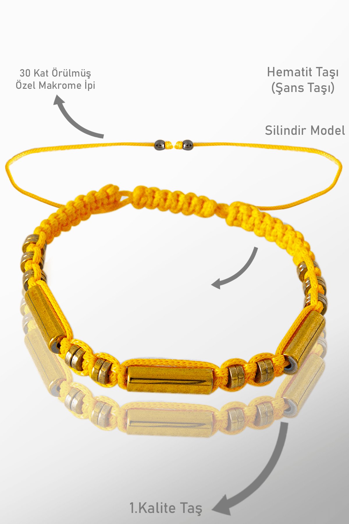 Sertifikalı Orijinal Gerçek Gold Hematit Taşı Bileklik - Ayarlamalı