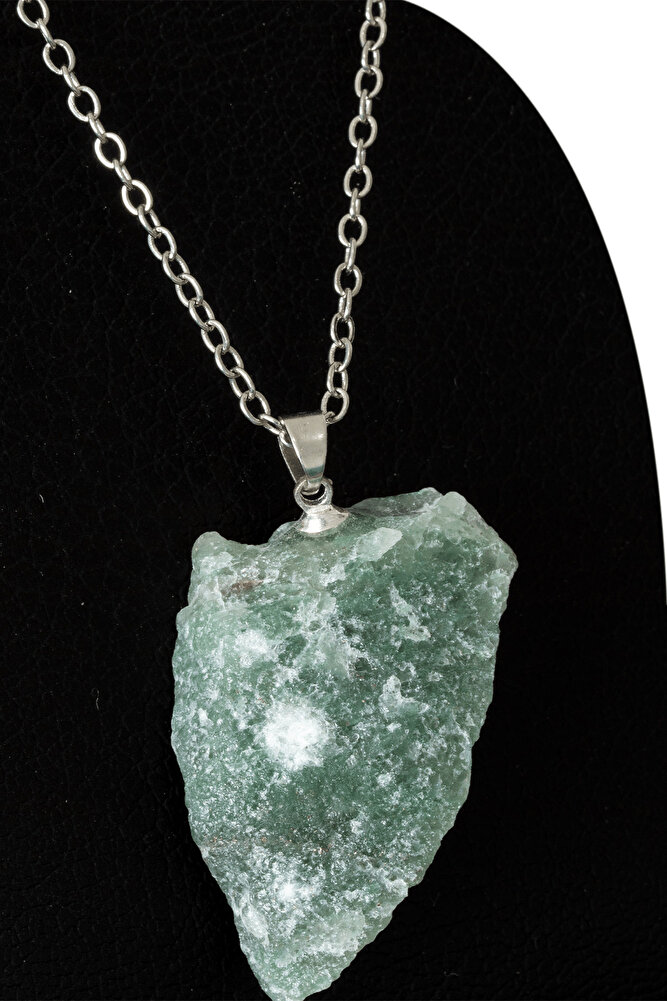 Sertifikalı Ham İşlenmemiş Koyu Yeşil Aventurin Taşı Kolye