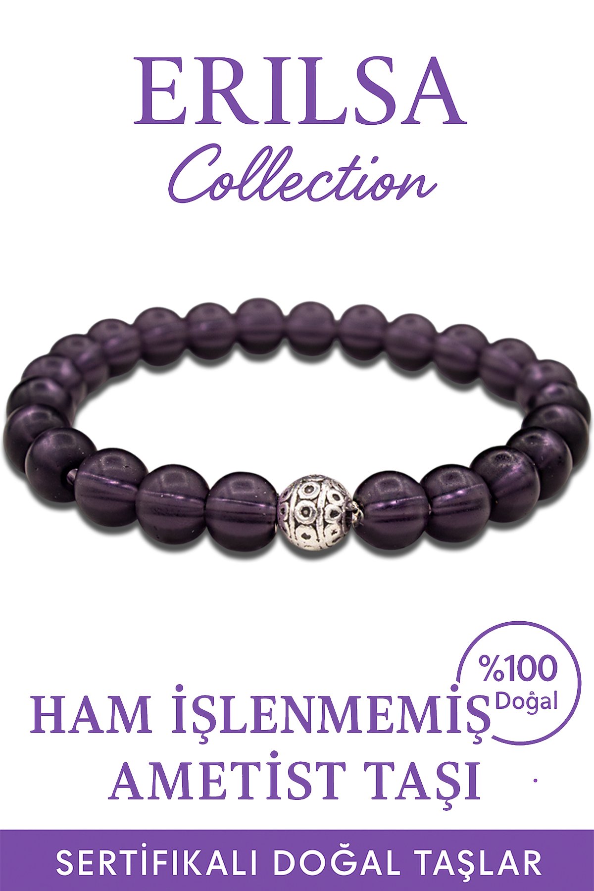 Sertifikalı Ham İşlenmemiş Ametist Bileklik – Saf Enerjiyle Ruhunuza Dokun