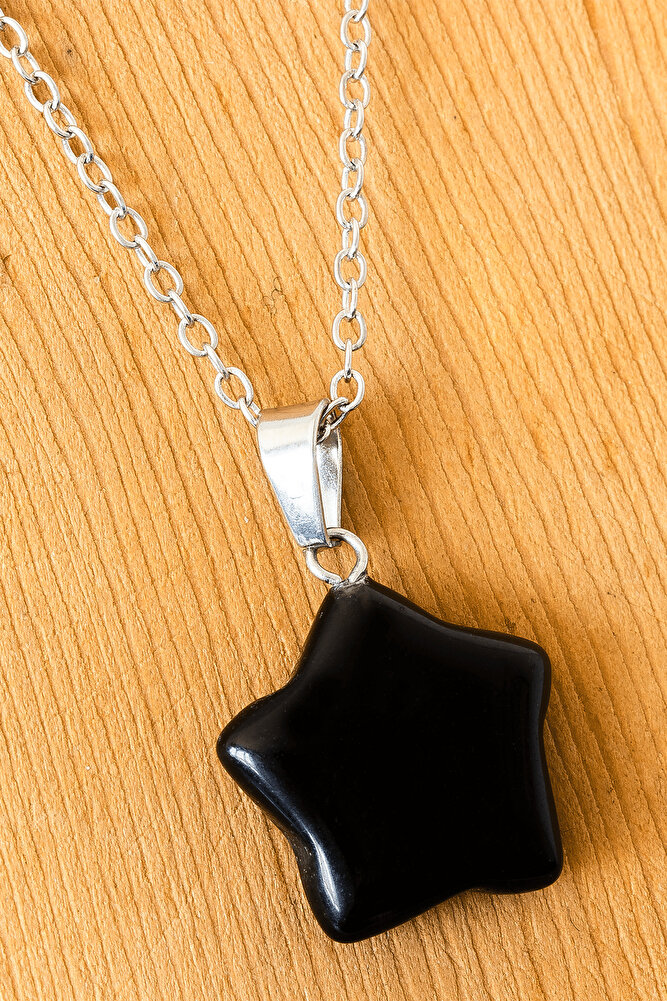 Sertifikalı Yıldız Model Oniks (ONYX) Taşı Kolye