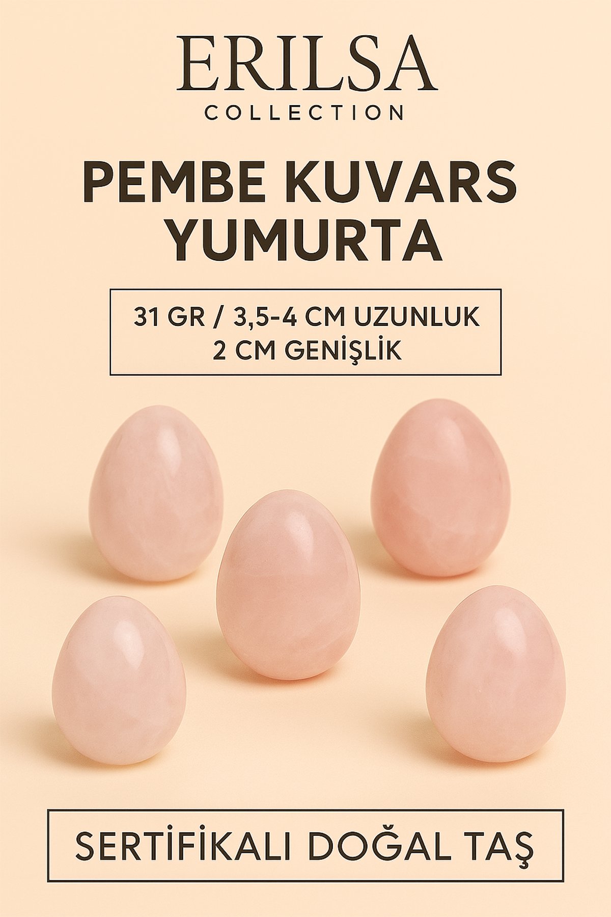 Sertifikalı Pembe Kuvars Yumurta Doğal El Taşı – Büyük Boy Aşk ve Huzur Frekansı Taşı