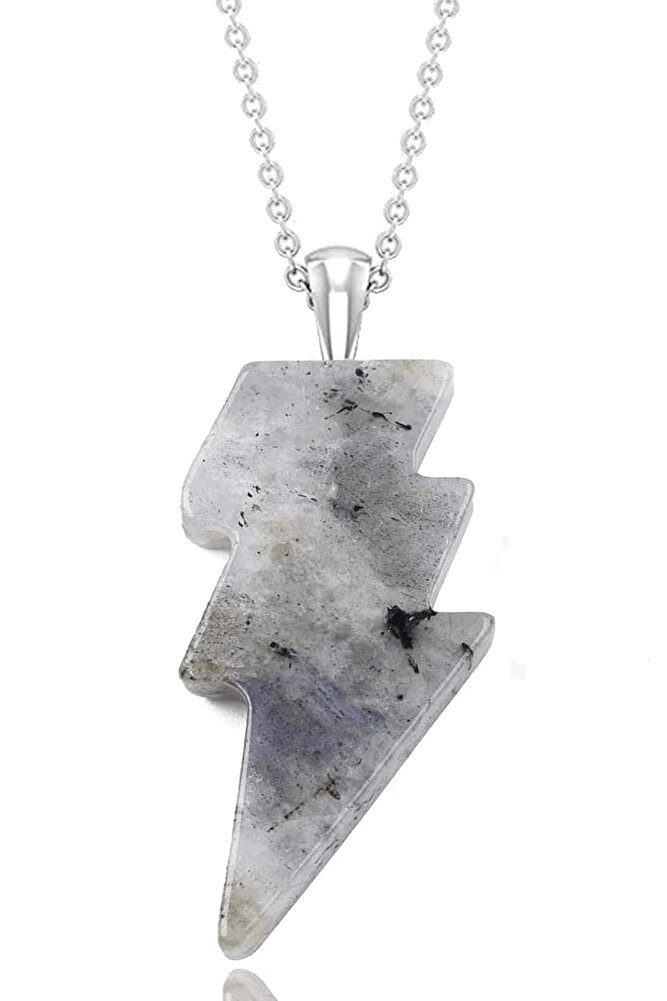 Sertifikalı Şimşek Model Yansımalı Labradorit Taşı Kolye - Aaa+ Kalite