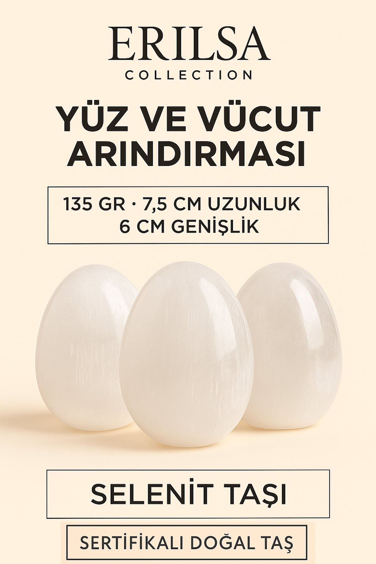 Sertifikalı Oval İri Boy Selenit Taşı – Yüz ve Vücut Arındırma &amp; Enerji Temizleme Taşı