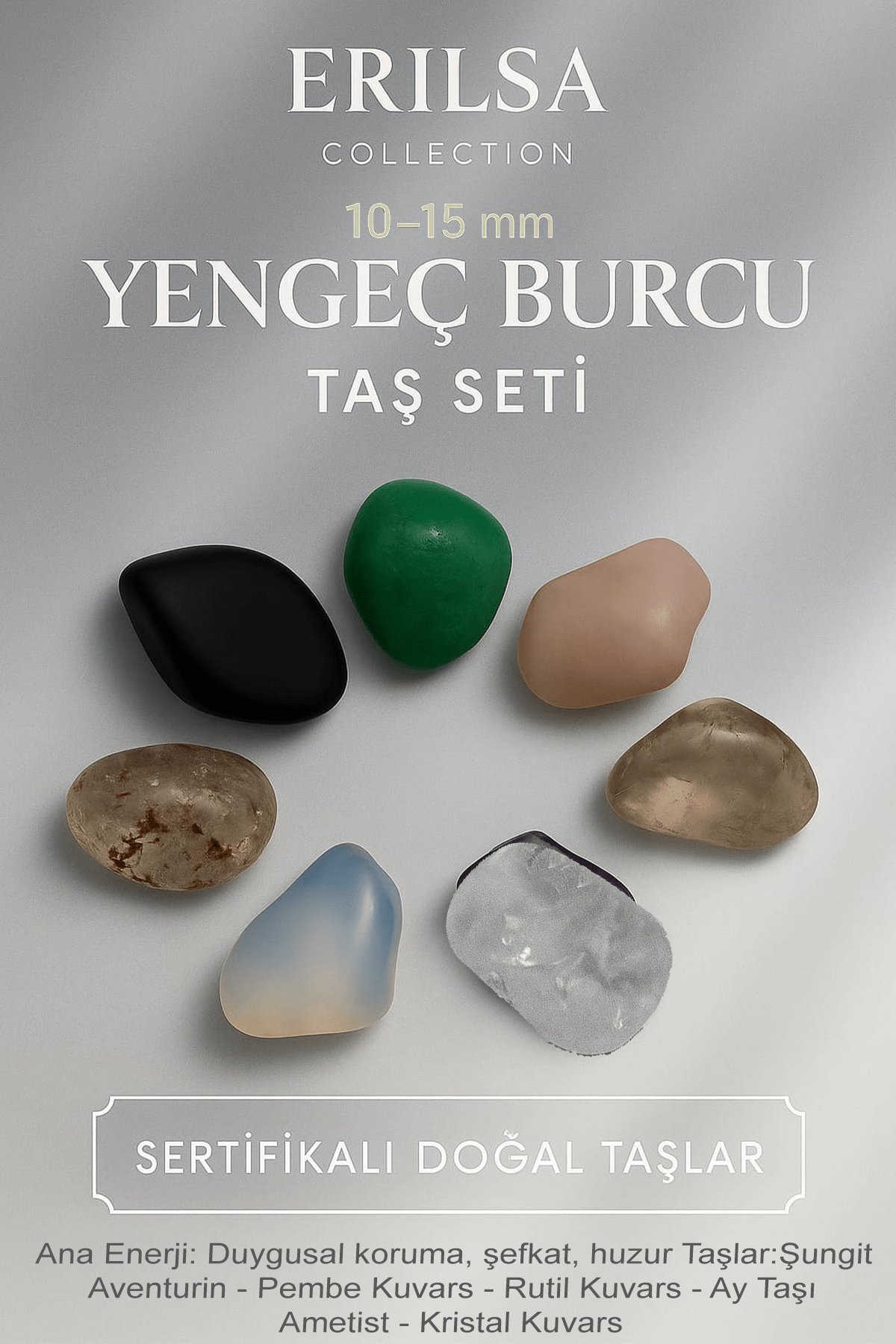 Sertifikalı Yengeç Burcu Doğal Taş Kütle Seti 10-15 mm - Şefkat Huzur ve Koruma Enerjisi