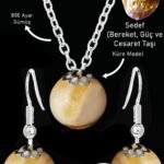 Sertifikalı Küre Model Sedef Taşı Kolye ve Küpe Seti - Gümüş Aparatlı