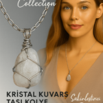 Sertifikalı Gümüş Tel Sargılı Doğal Kristal Kuvars Taşı Kolye – 25-30 mm Arınma ve Denge Taşı