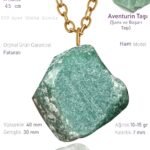 Sertifikalı Ham İşlenmemiş Aventurin Taşı Kolye - 24k Altın Kaplama