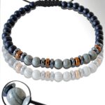 Sertifikalı Gerçek Oniks - Hematit - Harita Jasper Taşı Bileklik - Ayarlamalı