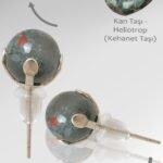 Sertifikalı Gerçek Kan Taşı Nokta Doğal Taş Küpe - Heliotrop Taşı