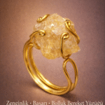 Sertifikalı Zenginlik Başarı Bolluk Bereket Yüzüğü – Ham Sitrin Taşı Ayarlanabilir El Yapımı