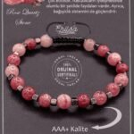 Sertifikalı AAA+ Kalite Gerçek Terahertz - Gül Kuvars Taşı Bileklik (Rose Quartz)