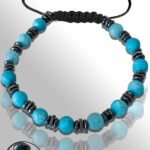 Sertifikalı Rose Hematitli 6 Mm Doğal Ham Mavi Akik Taşı Bileklik