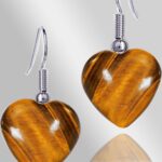 Sertifikalı Kalp Model Kaplan Gözü Taşı Doğal Taş Küpe