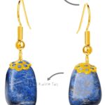 Sertifikalı Amorf Model Ham Sodalit Taşı Küpe - Gold Renkli