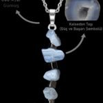 Sertifikalı Kırık Taşlı Model Kalsedon Taşı Kolye