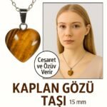 Sertifikalı Kalp Model Mini Kaplan Gözü Kolye – Cesaret, Odak ve Enerji Taşı
