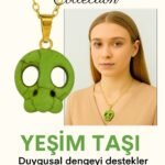 Sertifikalı Sarı Renkli İskelet Model Yeşim Taşı Kolye – Güç, Dönüşüm ve Ruhsal Koruma Taşı