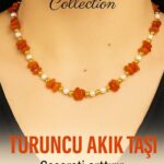 Sertifikalı Kırık Taşlı Model Turuncu Akik Taşı Kolye – Canlı Enerji ve Zarafet