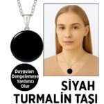 Sertifikalı Para Model Siyah Turmalin Taşı Kolye – Koruma ve Topraklama