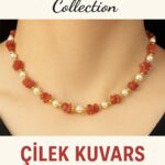 Sertifikalı Kırık Taşlı Model İnci Çilek Kuvars Taşı Kolye Kalp Çakra Dengesi Sağlar