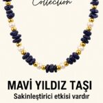 Sertifikalı Kırık Taşlı Model İnci - Mavi Yıldız Taşı Kolye