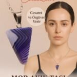 Sertifikalı Piramit Model Mor Akik Taşı Kolye – Cesaret ve Özgüven Veren Doğal Taş