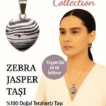 Sertifikalı Kalp Model Zebra Jasper Doğal Taş Kolye – Yaşam Gücü İstikrar ve Denge Taşı