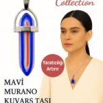 Sertifikalı Çivi Model Mavi Murano Kuvars Doğal Taş Kolye – Yaratıcılığı Artırır