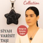 Sertifikalı Yıldız Model Siyah Varisit Doğal Taş Kolye – Denge ve Koruma Sağlar