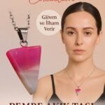 Sertifikalı Piramit Model Pembe Akik Taşı Kolye Güven ve İlham Veren Doğal Taş