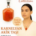 Sertifikalı Fasetli Karnelyan Akik Taşı Kolye – Enerji ve Canlılık Veren Doğal Taş