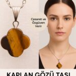 Sertifikalı Yonca Kesim Kaplan Gözü Doğal Taş Kolye – Cesaret Özgüven ve Başarı Taşı