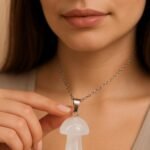 Sertifikalı Mantar Model Kristal Kuvars Taşı Kolye - Enerji Arındırıcı ve Dengeleyici Taş