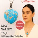 Sertifikalı Kalp Model Mavi Varisit Doğal Taş Kolye – Güven İlham ve Ruhsal Denge Taşı