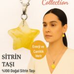 Sertifikalı Yıldız Model Sitrin Doğal Taş Kolye – Enerji Canlılık Bolluk ve Bereket Taşı